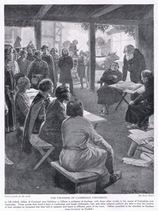 De oprichting van de Universiteit van Cambridge AD1109, jaren 1920 door Ernest Prater